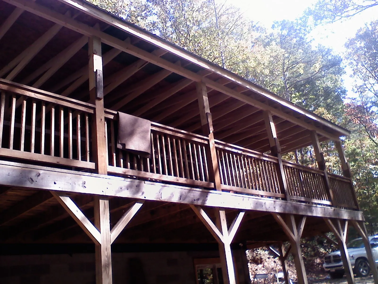Timber framing under a new elevated porch and deck — Roof Leak Repair in Brookeville by Roofing Brothers